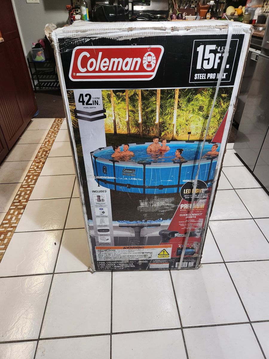 New Coleman 15ft x 42in Above Ground Pool Set with LED Light
