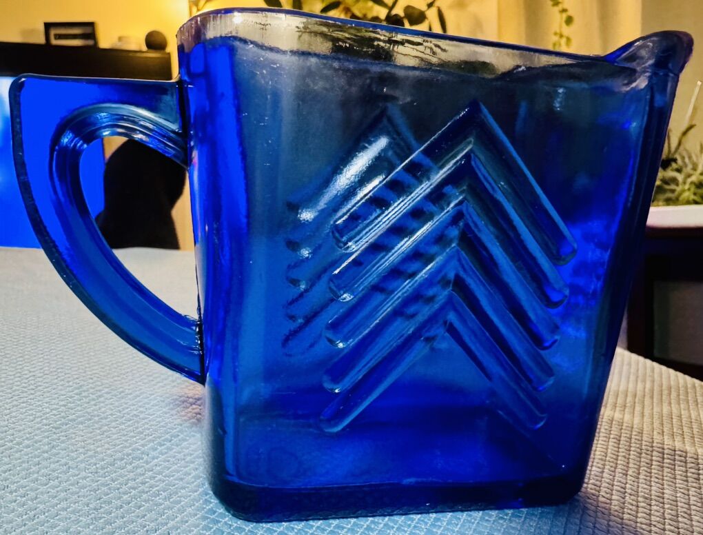 Vintage Hazel Atlas Chevron Cobalt Blue 12 oz. $10