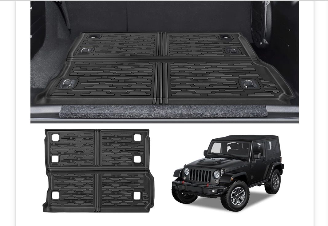 Jeep Wrangler Cargo Mat All-Weather Rubber Trunk Liner Black