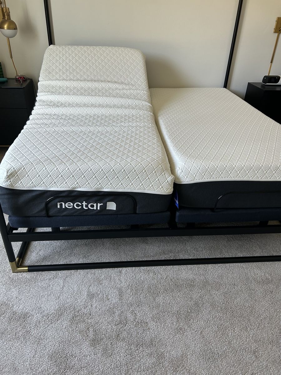 Nectar King Adjustable Bed Frame with Split Mattresses - Remote Control, Dual Zones