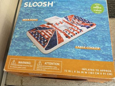 Sloosh Inflatable Beer Pong Cooler Float 72 Inch Patriotic Flag Pool Lounge