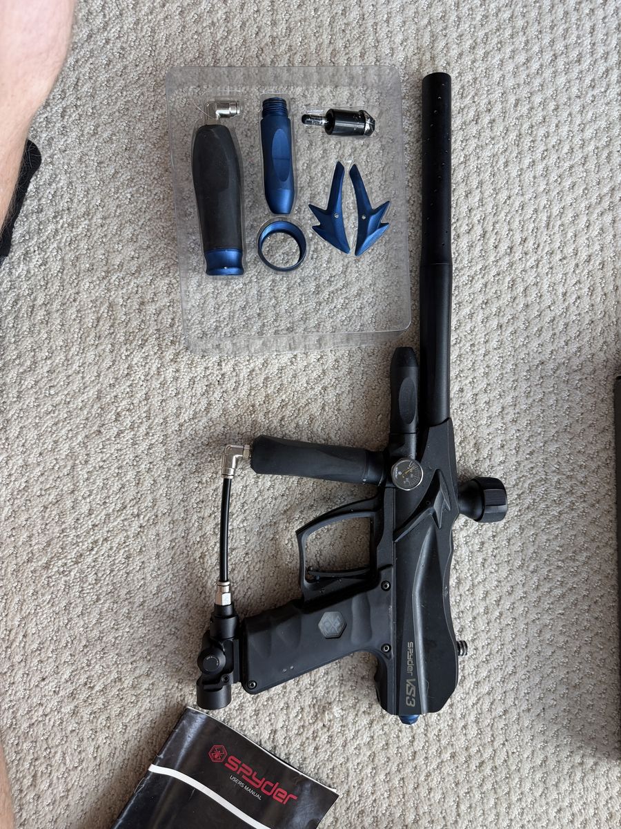 Spyder VS3 Paintball Marker Gun with Extra Parts and User Manual