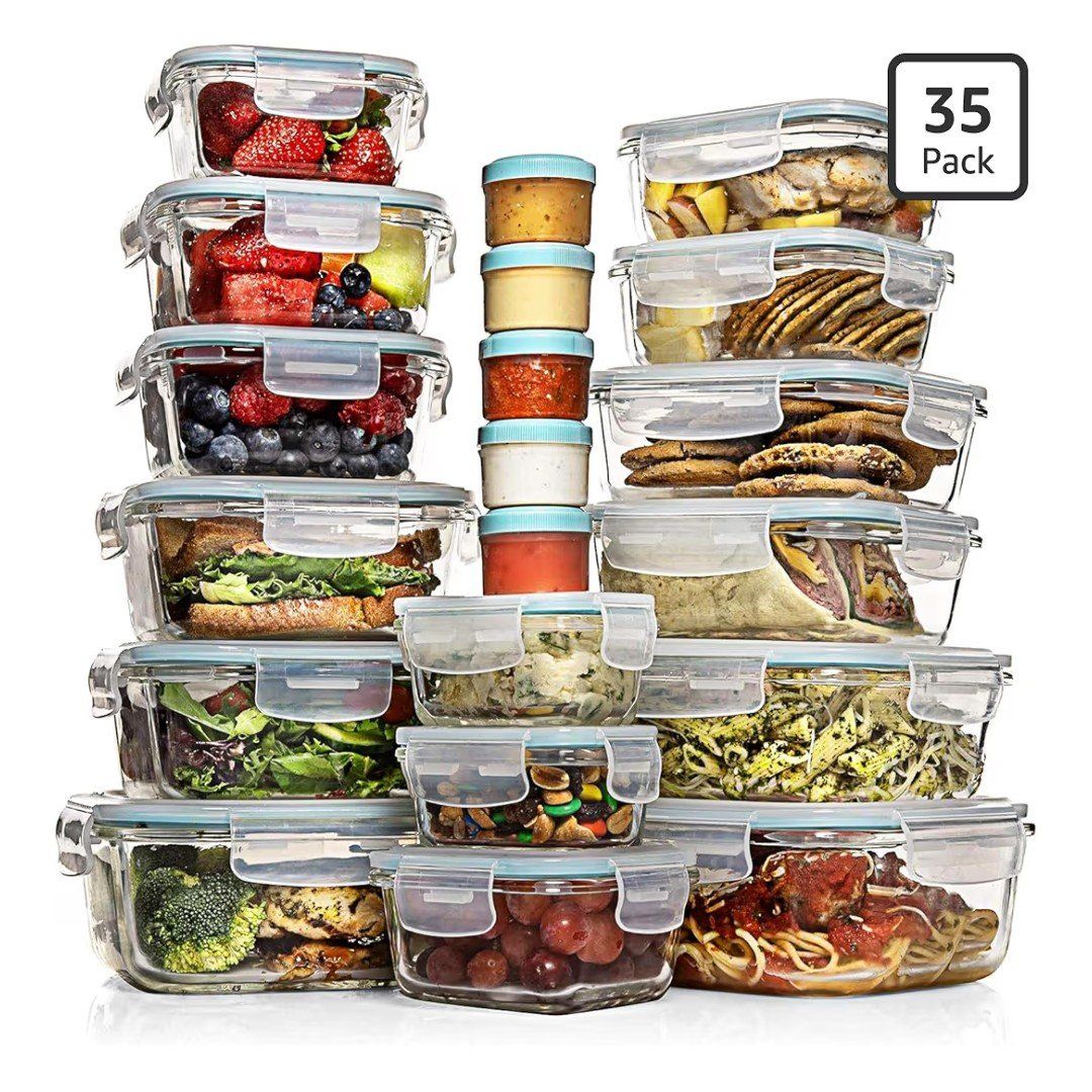 Razab 35 Pc Set Glass Food Storage Containers with