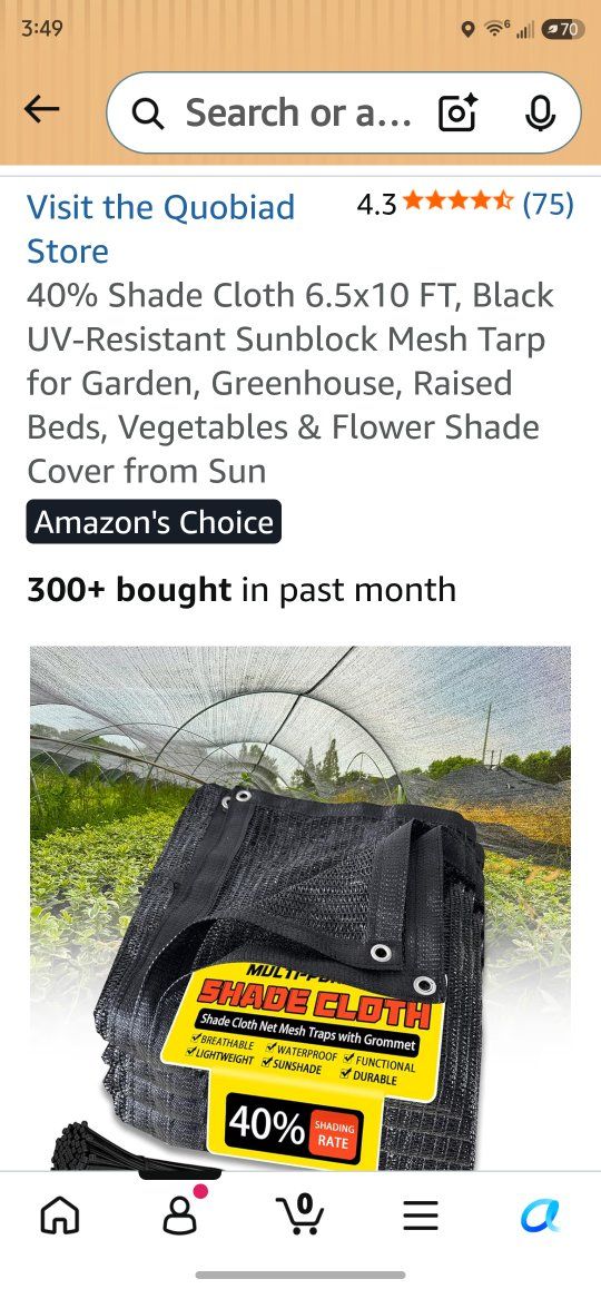 40% shade cloth black set of 2; 6.5x10ft
