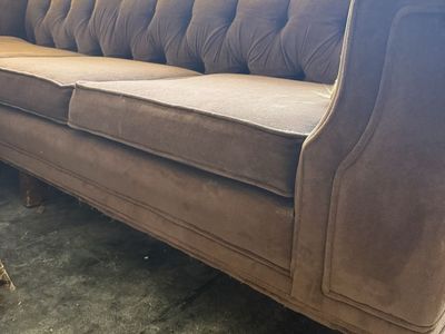 Vintage Tufted Brown Velvet Couch
