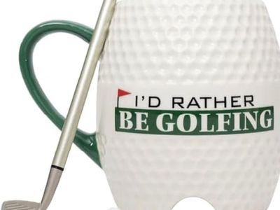 Golf Mug - I'd Rather Be Golfing, With Pen and 3 Golf Balls, 16 Oz