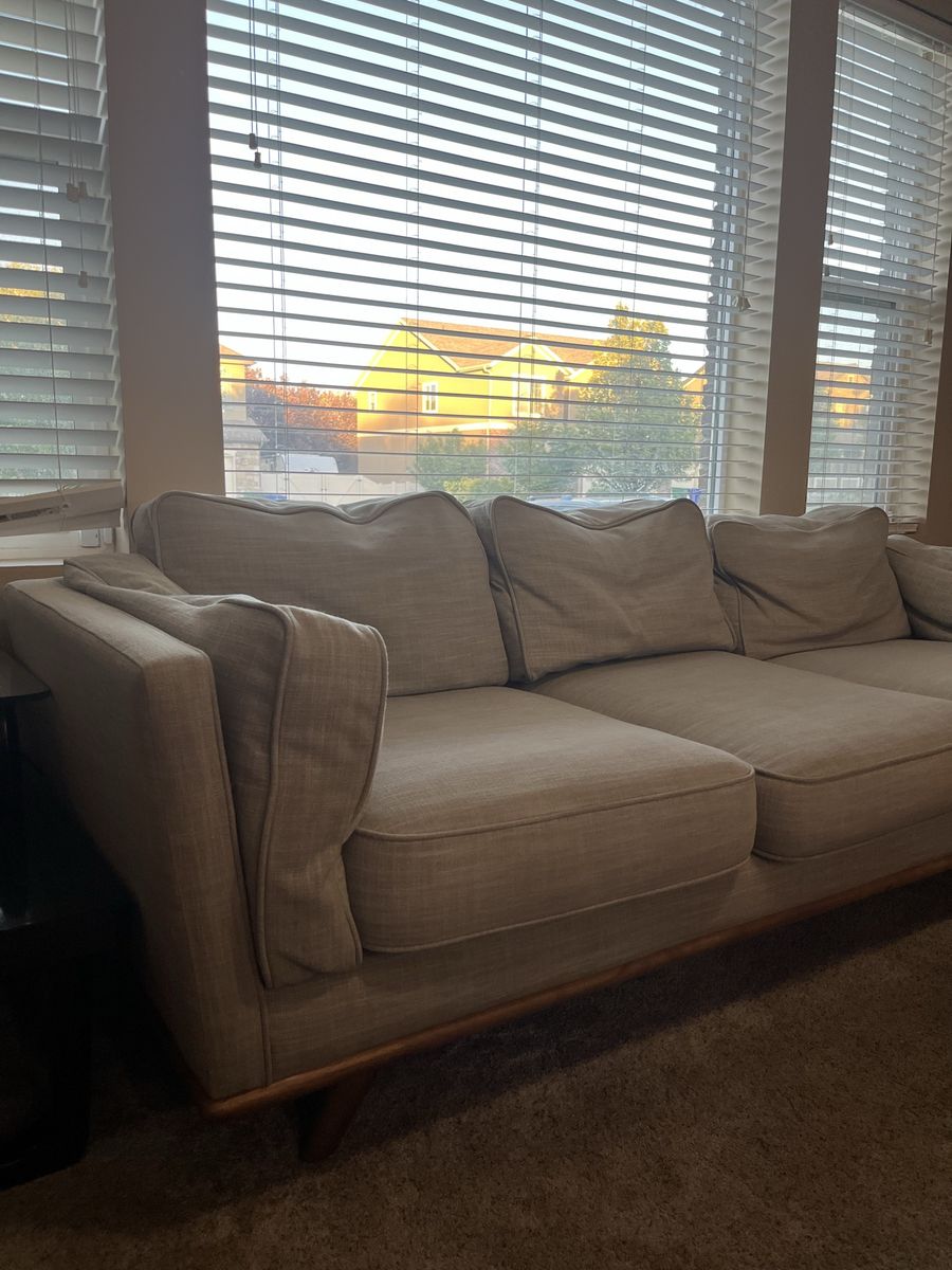 Article Timber 90’’ Sofa, rain cloud gray