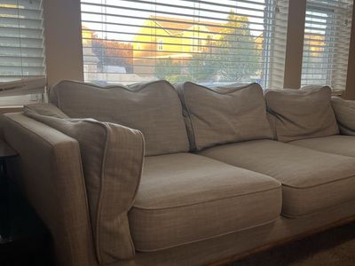 Article Timber 90’’ Sofa, rain cloud gray