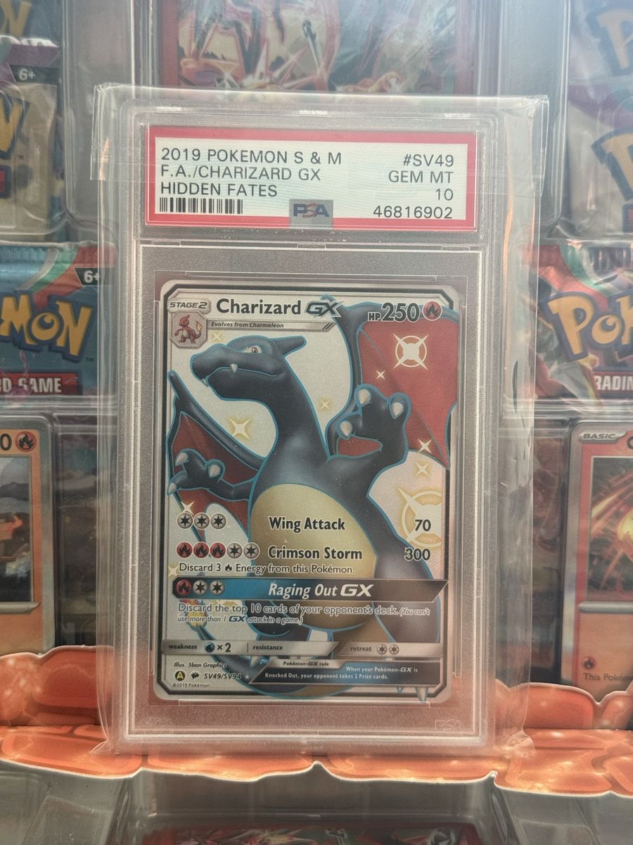 2019 Pokemon S&M Hidden Fates SV49 Charizard GX Full Art PSA 10 Gem Mint