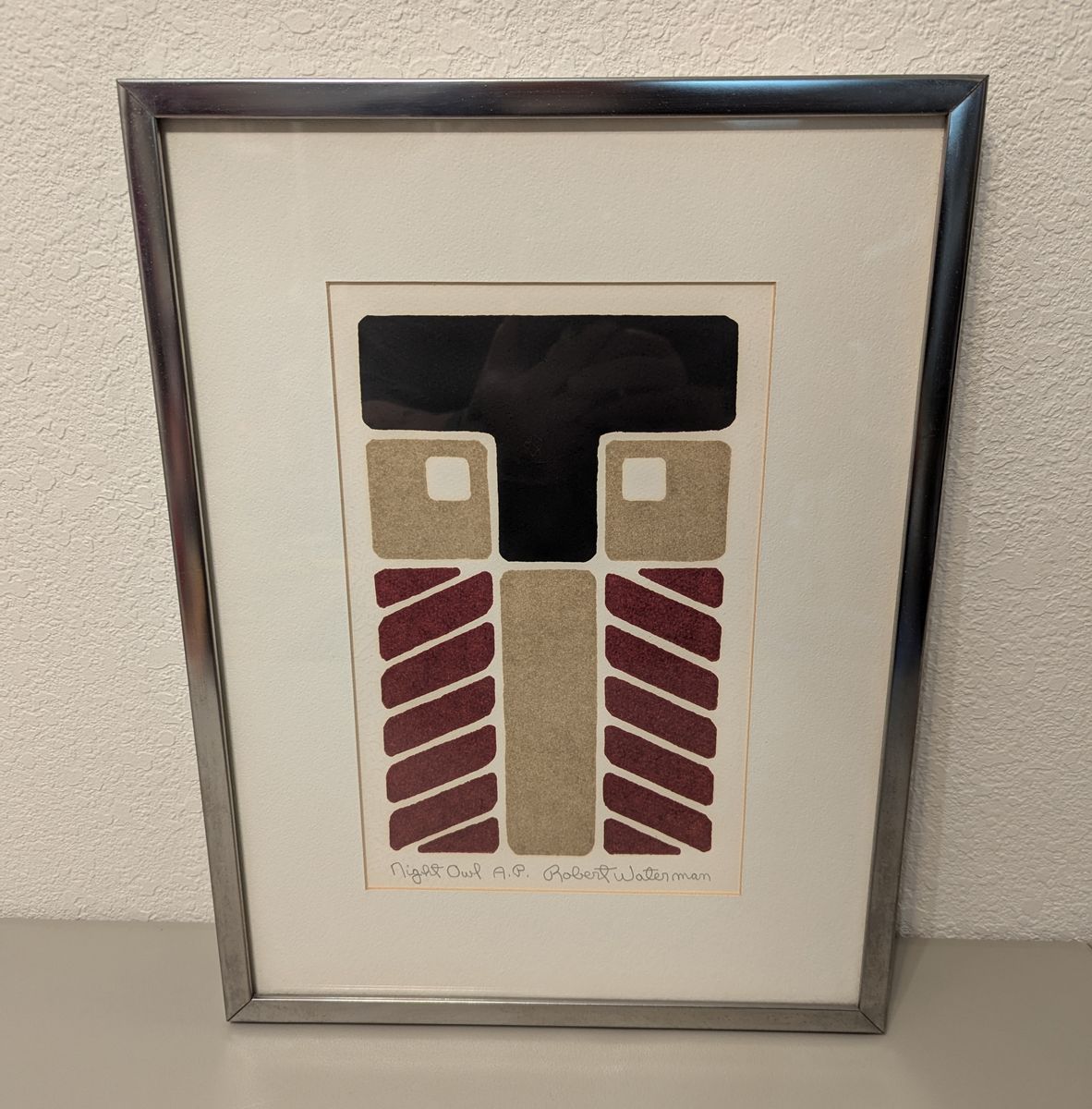 robert waterman hand signed linocut print   1970