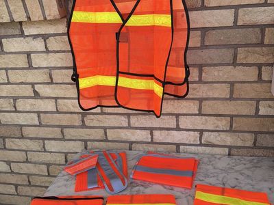 6-Pack Unbranded Orange High-Visibility Mesh Safety Vests - ANSI Compliant, One Size Fits Most