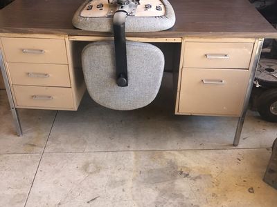 Metal desk with chair