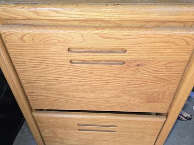 solid oak filing cabinet.