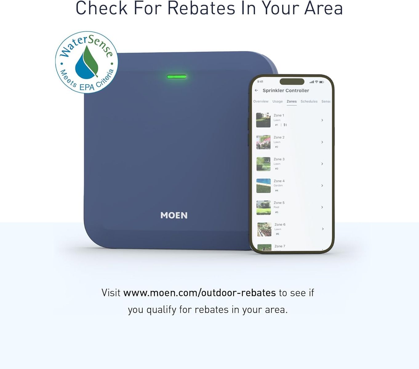Brand new Moen 8-Zone Smart Sprinkler Controller, Wi-Fi Connectible Smart Irrigation System with Automatic Water Timer.