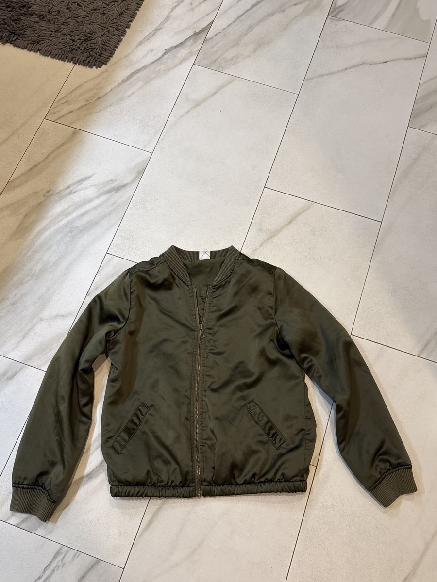 Kids Olive Green Bomber Jacket, Size 14-16