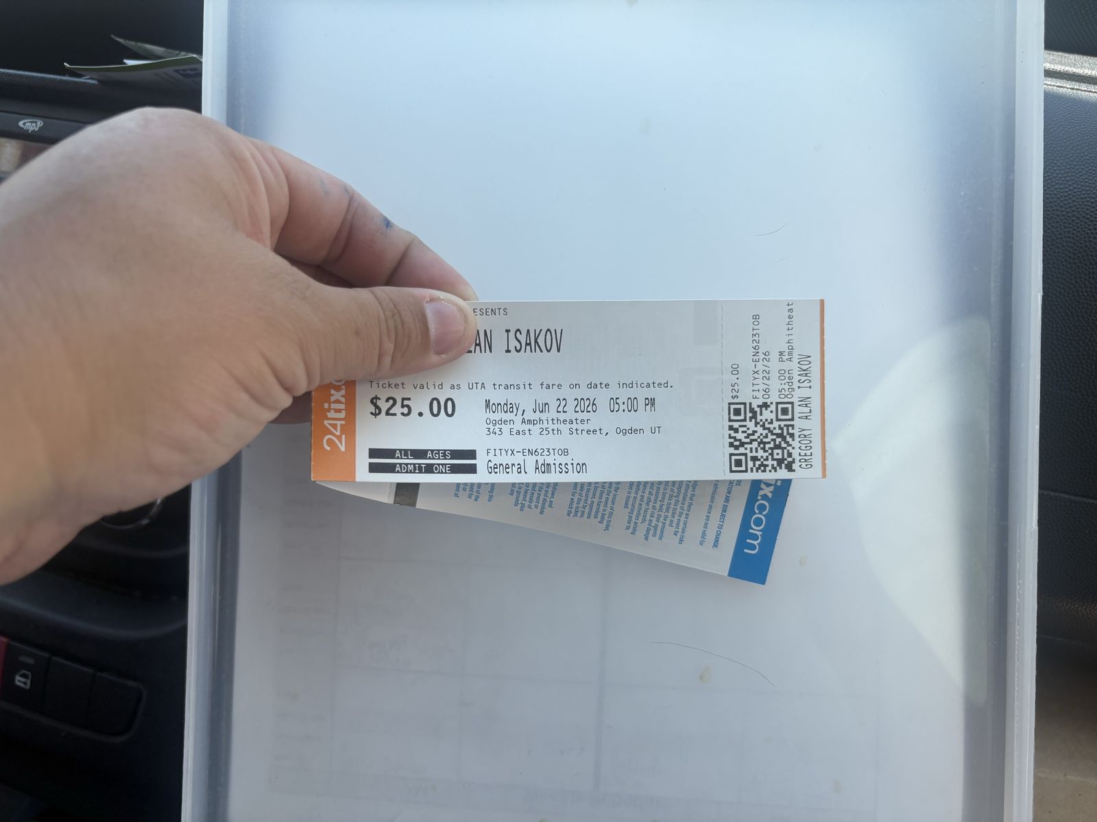 2 Gregory Alan Isakov Concert Ticket - Ogden Amphitheater - June 22, 2026 - General Admission