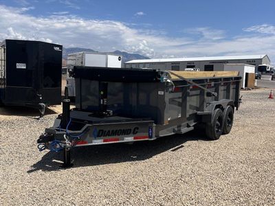 7x14 Diamond C LPT 207 Dump Trailer - 32" Sides - 15.5K GVWR - 14 Ply Tires, Board Brackets, Hydraulic Jack(s), Long Arm Tarp