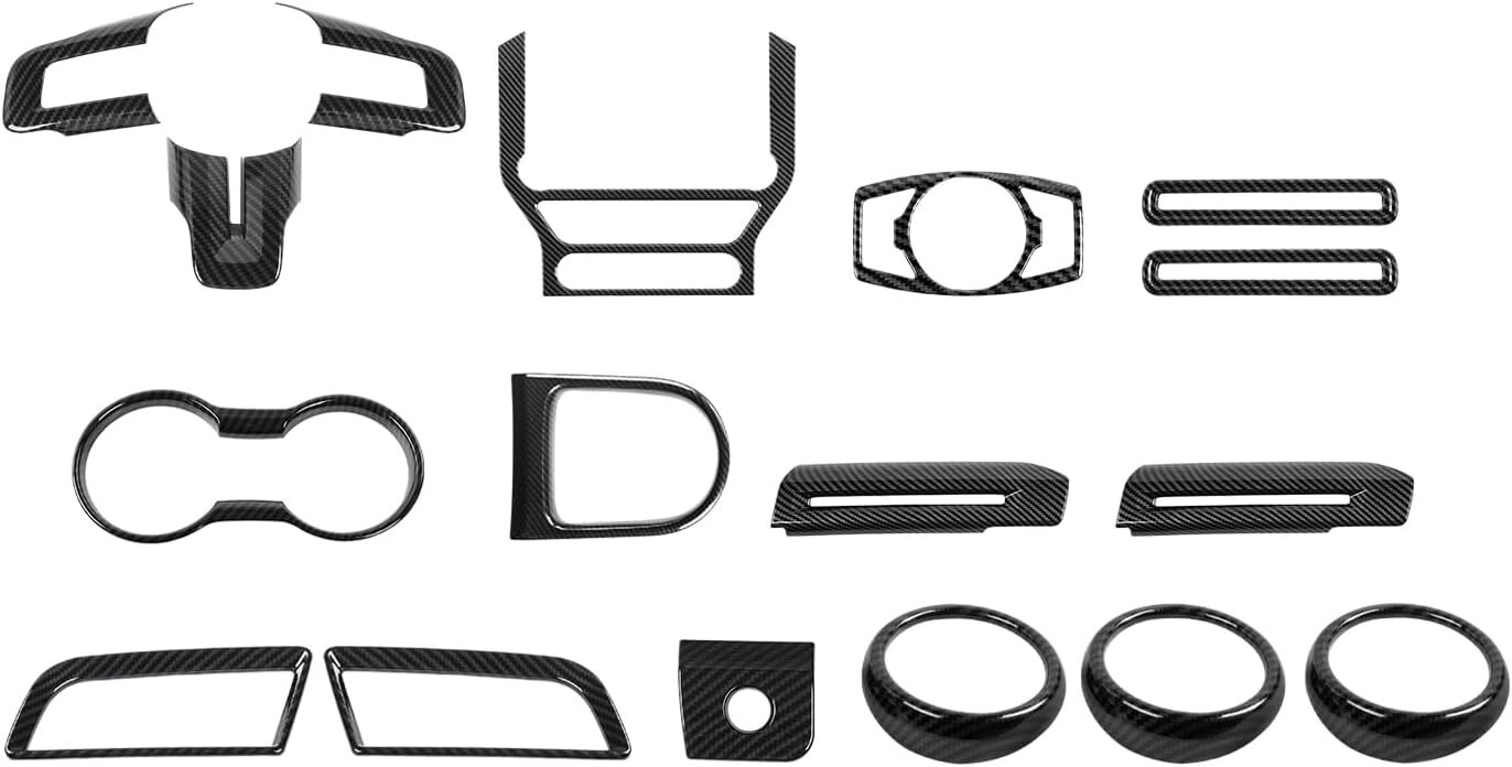 2015-2023 Ford Mustang Carbon Fiber Interior Trim Kit Cover Center Console 17 PCS
