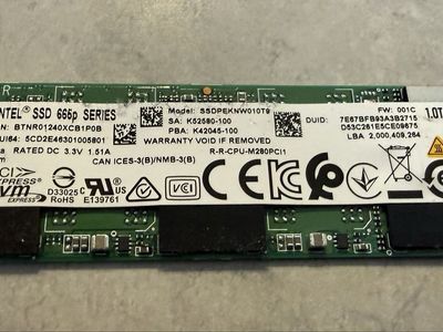 Intel SSD 665p Series 1.0TB M.2 NVMe PCIe Solid State Drive