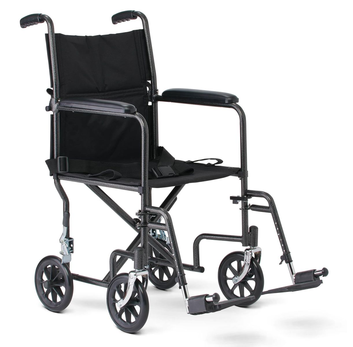 BRAND NEW Medline Durable Folding Steel Transport Wheelchair with Swing-Away Footrests, 19-Inch Seat Width