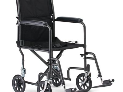 BRAND NEW Medline Durable Folding Steel Transport Wheelchair with Swing-Away Footrests, 19-Inch Seat Width