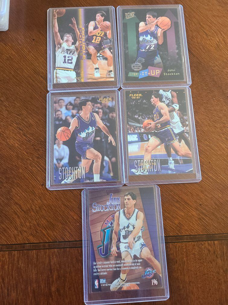  John Stockton Utah Jazz Basketball Cards Fleer SkyBox 1990s. Lot of 5.