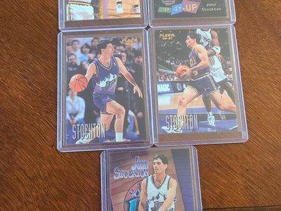 John Stockton Utah Jazz Basketball Cards Fleer SkyBox 1990s. Lot of 5.