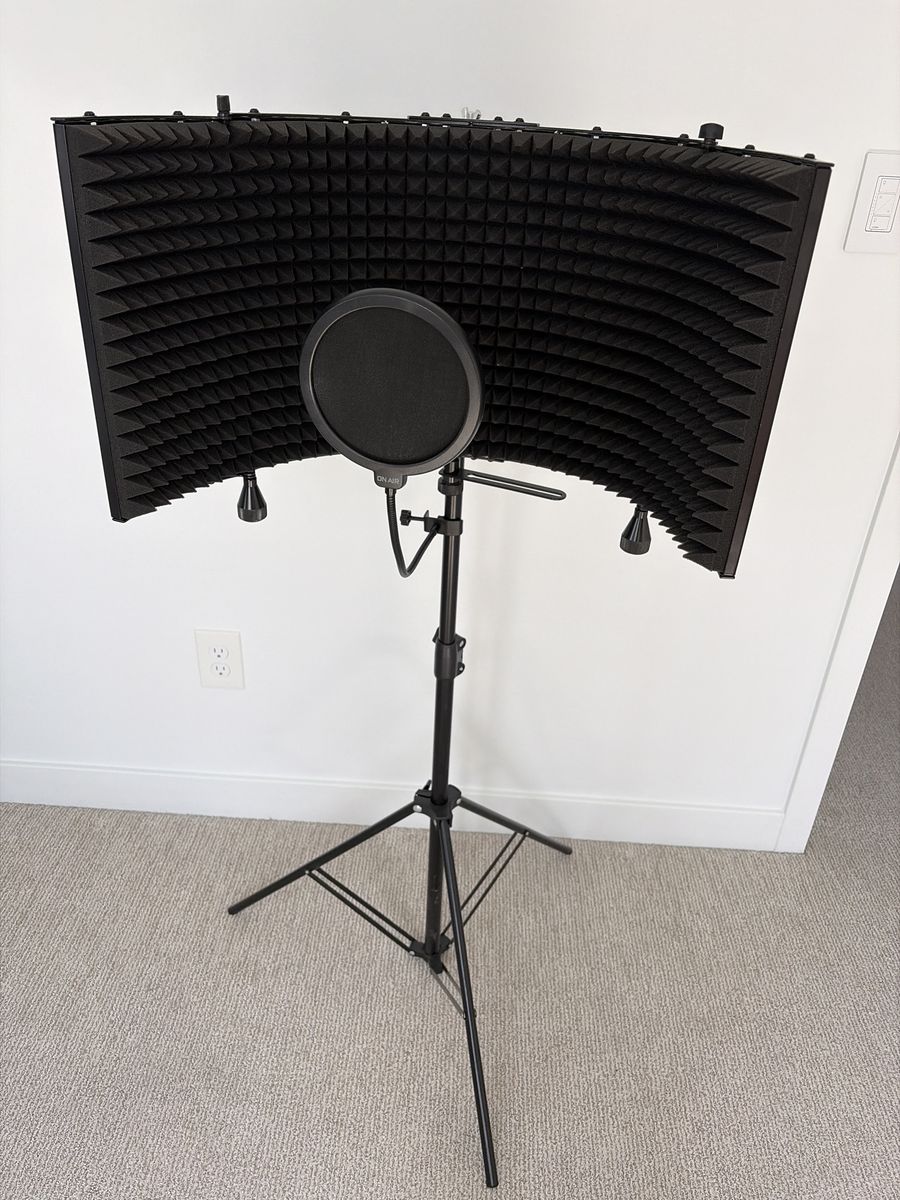 Large 23.5" Microphone Isolation Shield with Metal Frame and Acoustic Absorption Foam