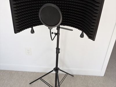 Large 23.5" Microphone Isolation Shield with Metal Frame and Acoustic Absorption Foam