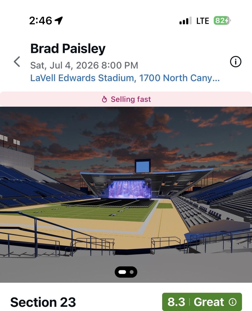 Brad Paisley Stadium of Fire Concert Tickets - July 4, 2026 - LaVell Edwards Stadium