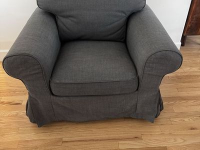 IKEA EKTORP — Comfortable, Washable Grey Fabric Armchair - Excellent Condition, Gently Used