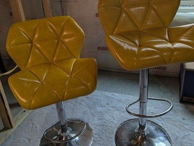 Retro Yellow Upholstered swivel adjustable bar stools