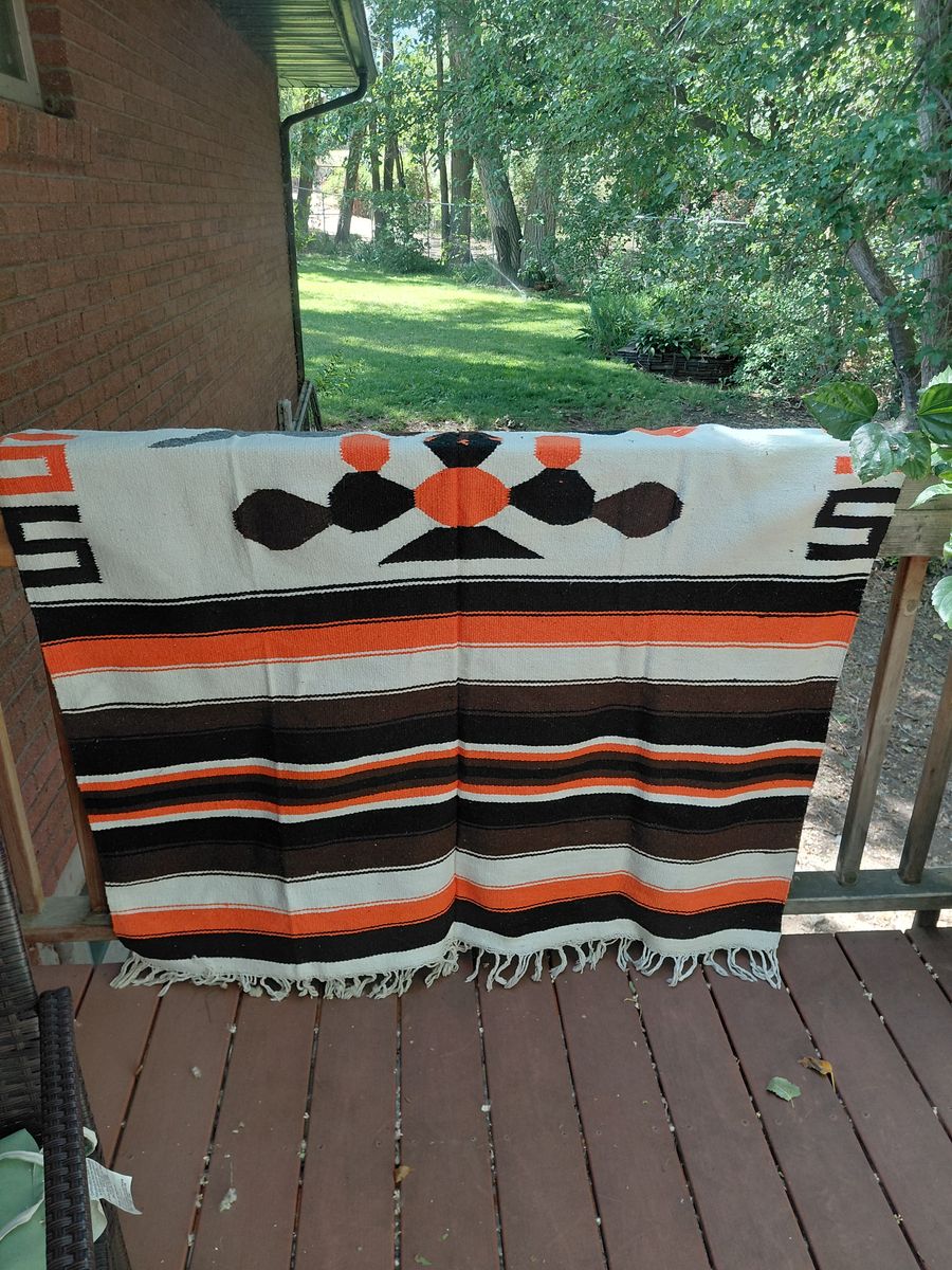 Vintage Aztec Blanket Rug Large