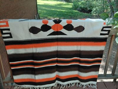 Vintage Aztec Blanket Rug Large