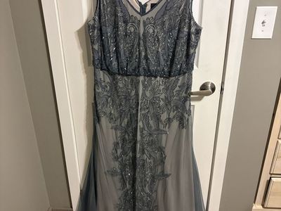 Adrianna Papell grey beaded dress