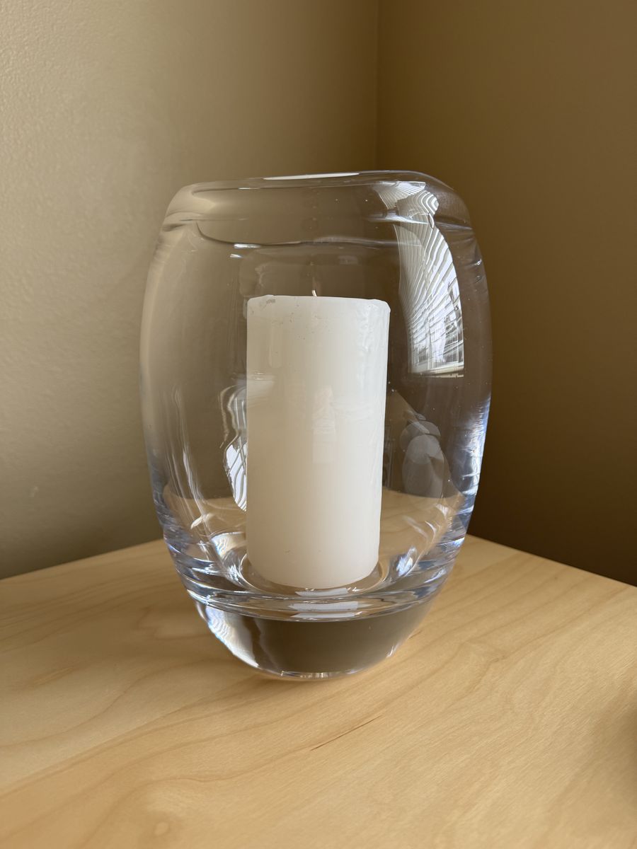 Simon Pearce Burlington Hurricane Candle Vase Decor in Clear from Vermont – size Large