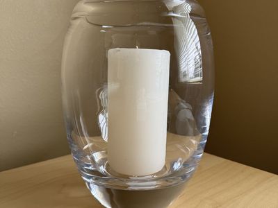 Simon Pearce Burlington Hurricane Candle Vase Decor in Clear from Vermont – size Large