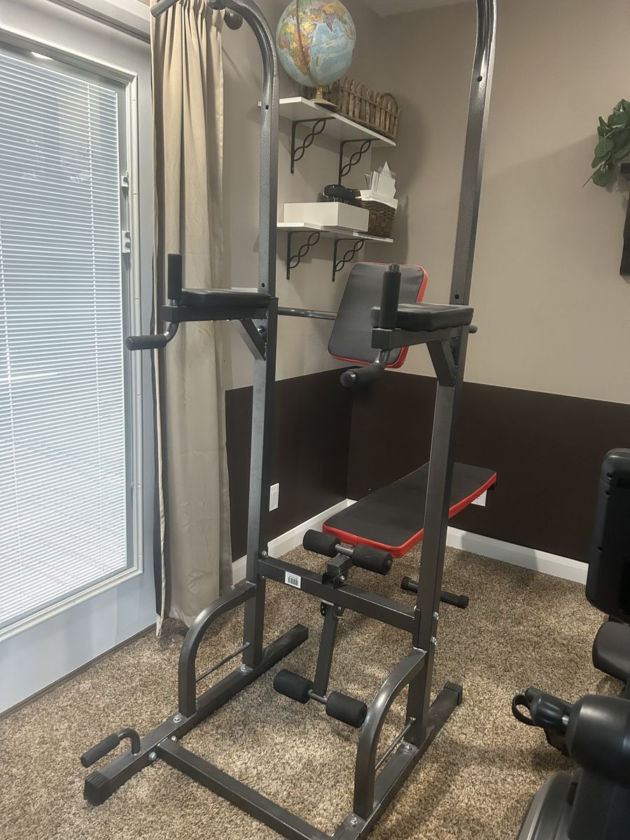 Multi-Function Power Tower with Pull-Up Bar, Dip Station, & Workout Bench