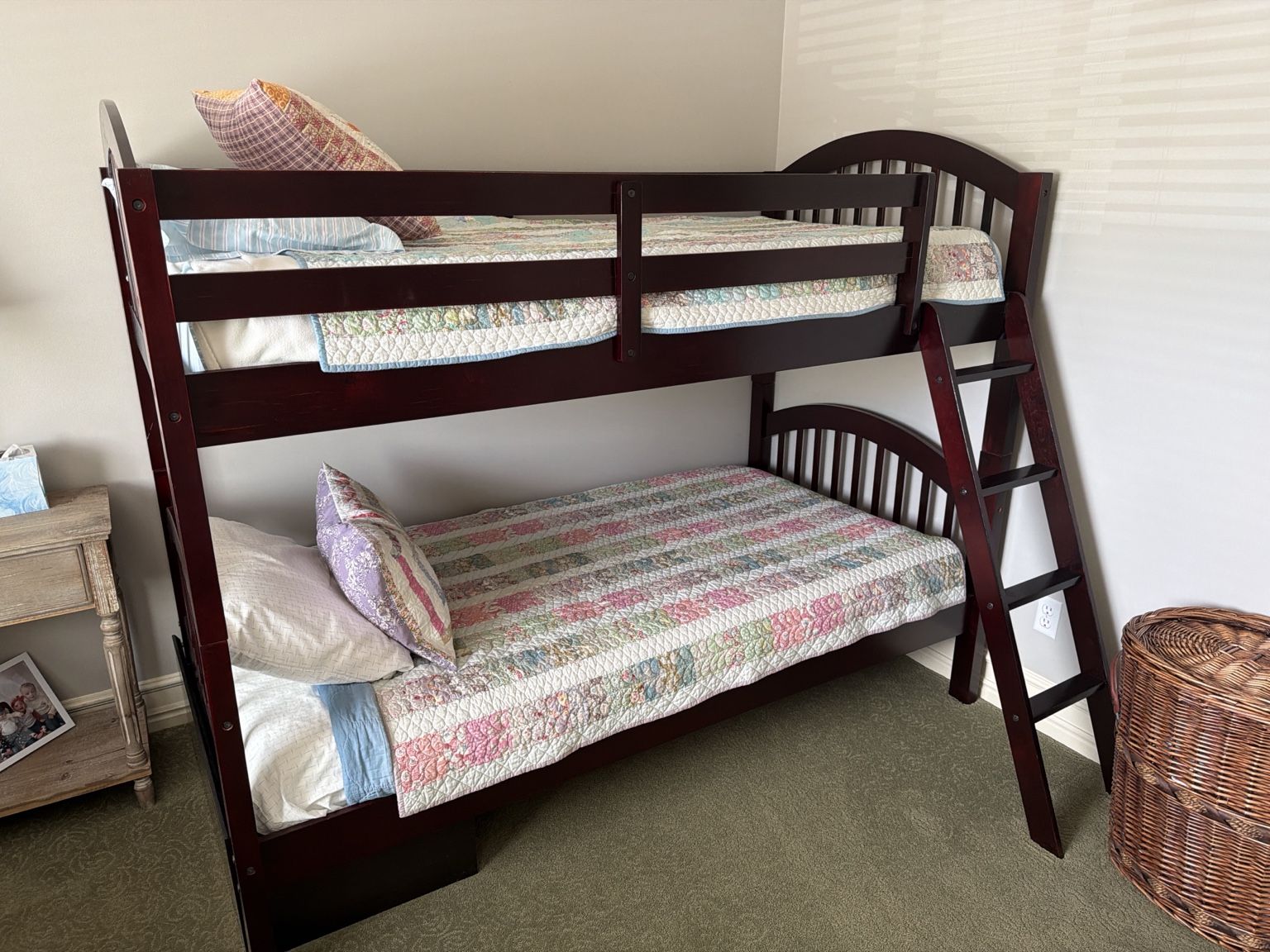 Solid Wood Twin Bunk Bed with Ladder