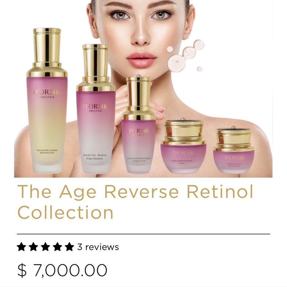 D'OR24K Prestige The Age Reverse Retinol Collection - 5-Piece Anti-Aging Skincare Set