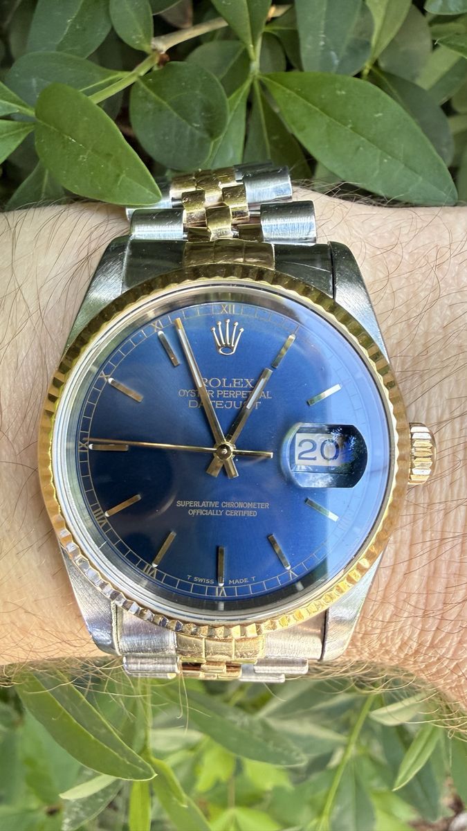 Men’s Rolex 16233 Watch Steel and Gold Sapphire Crystal Blue Dial 1991