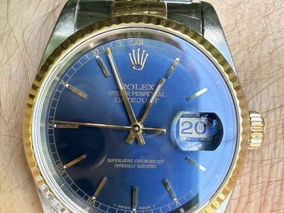 Men’s Rolex 16233 Watch Steel and Gold Sapphire Crystal Blue Dial 1991