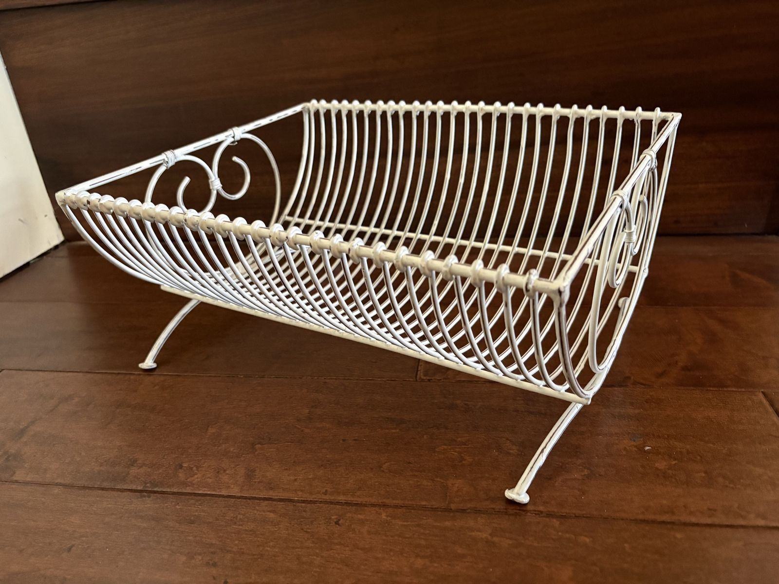 Vintage White Metal French Dish Drainer or Rack