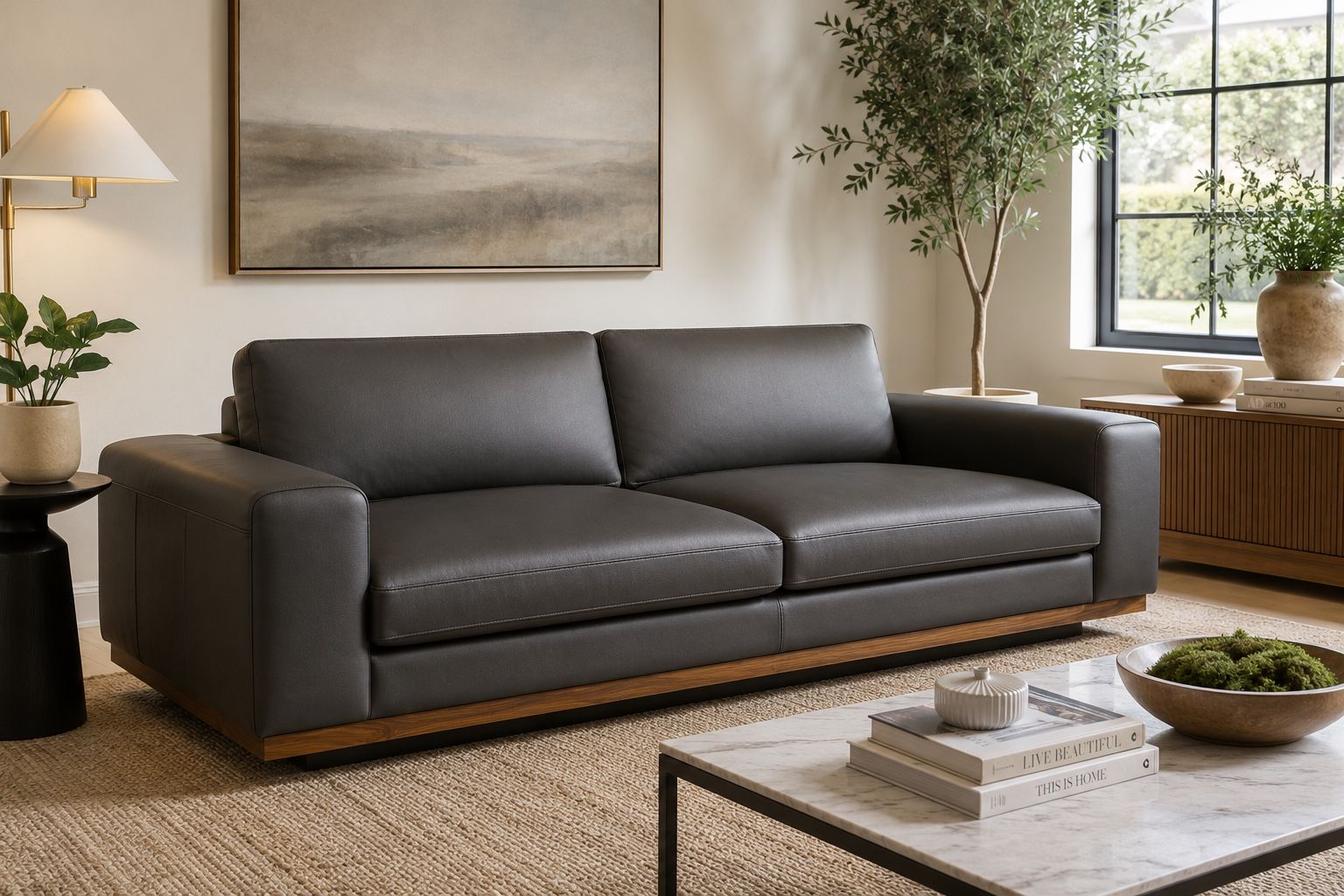 Modern Charcoal Sofa – Like New