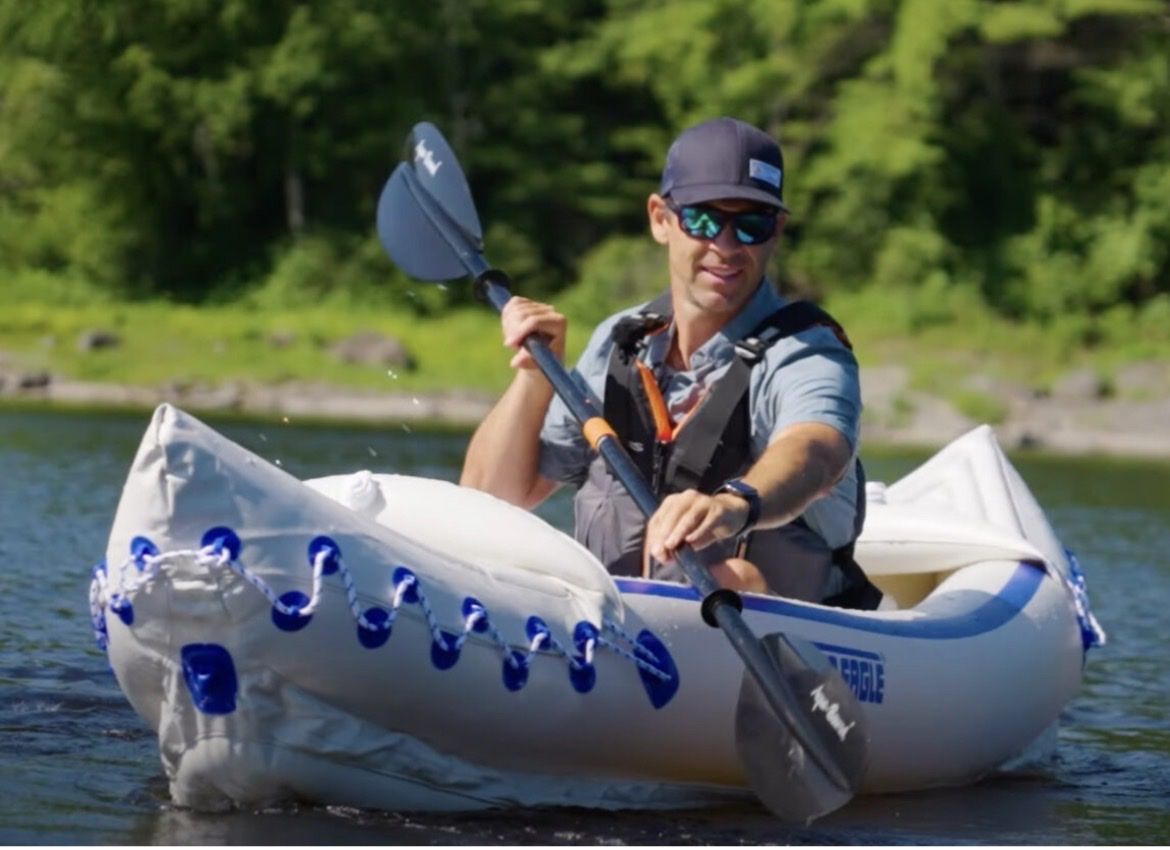 Sea Eagle 330 Inflatable Sport Kayak Solo One seat Paddle , 500 lbs Capacity, 11'2" Length
