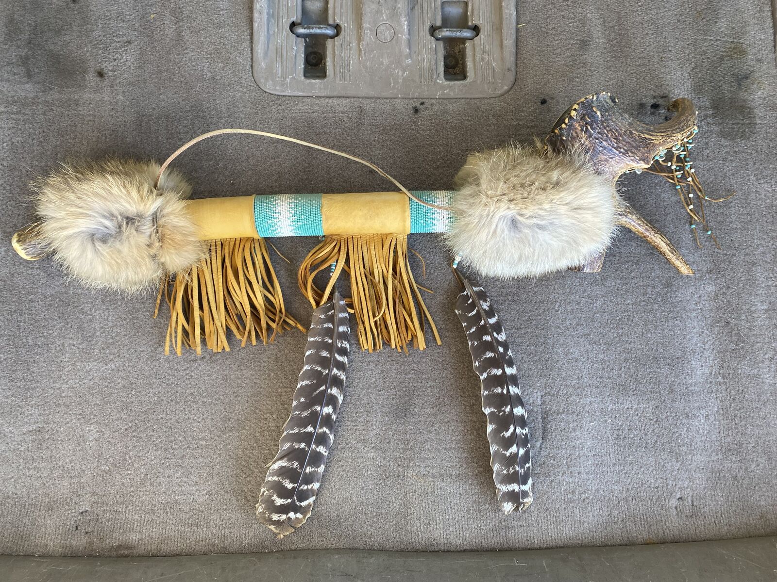 Elk Antler Ceremonial pipe! Gorgeous Beadwork and Engraving!