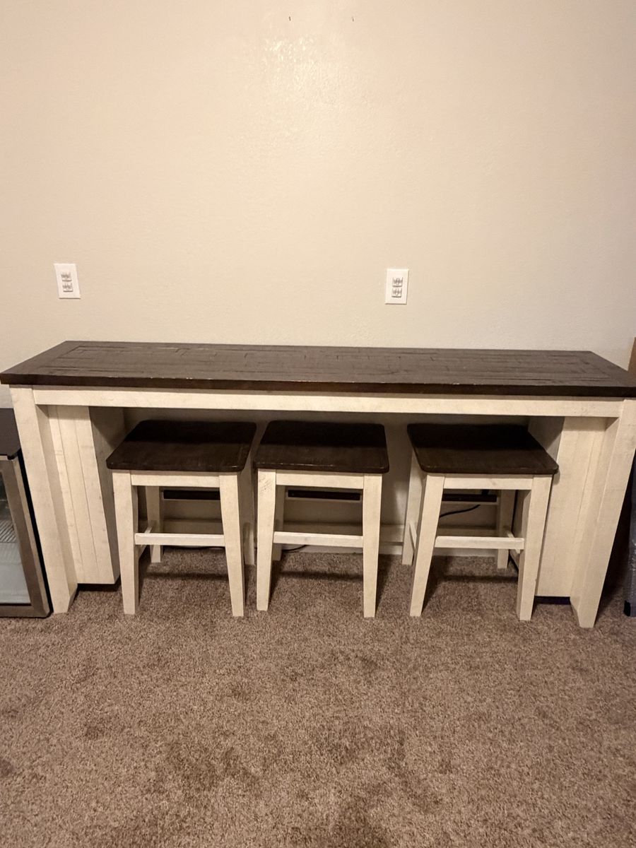 Rustic Counter-Height Bar Table with 3 Stools