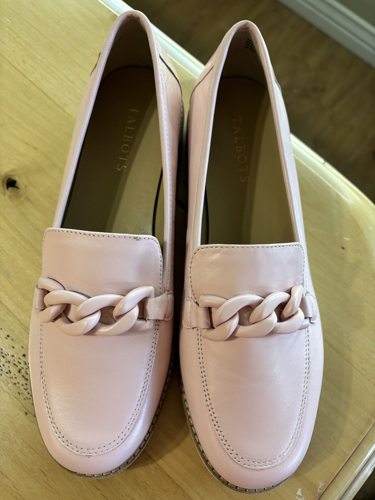 New Talbots Caspian Pink Laura Chain Leather Loafers size 9M