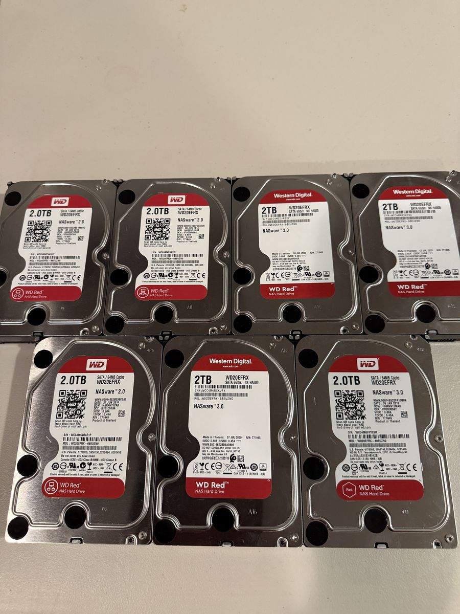 7x WD Red 2TB NAS SATA Hard Drives – 14TB Total – Tested 100% Health