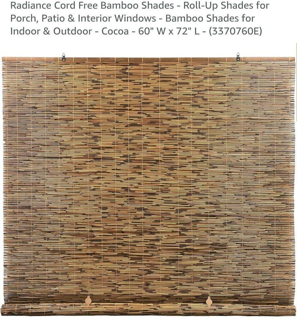 2 Cord Free Bamboo Roll Up Shades